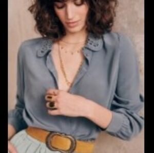 Sezane Suzane Shirt Bleu Vintage. - Size 44